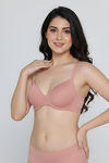Zivame Padded Plunge Wired Medium Coverage Tshirt Bra - Rose Tan — thumbnail 1